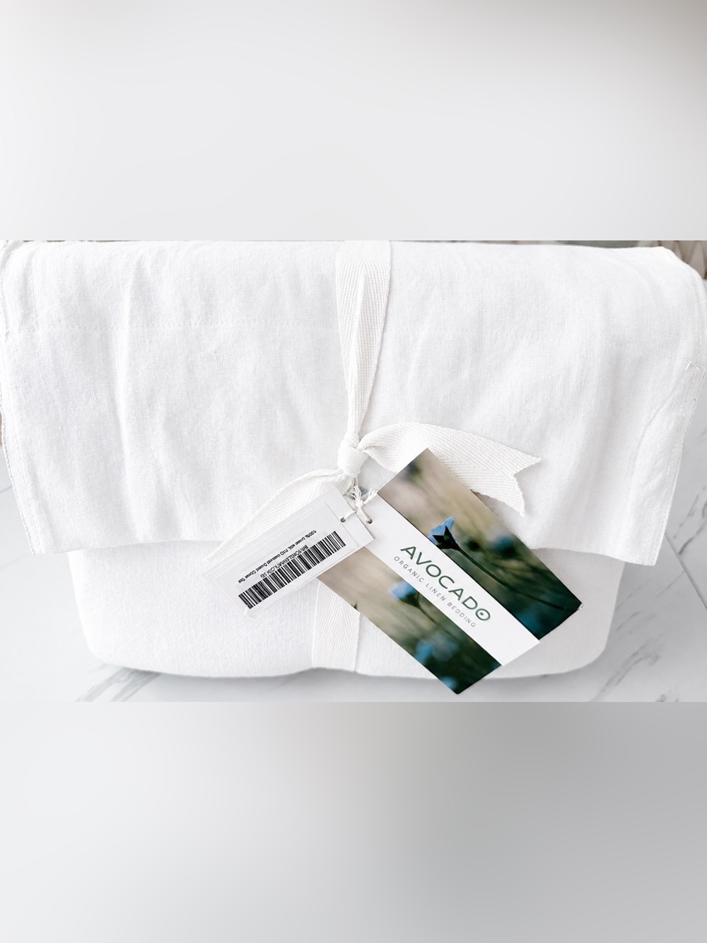 Avocado NATURAL LINEN DUVET COVER - Size: Full / Queen - Color:
White - NWT